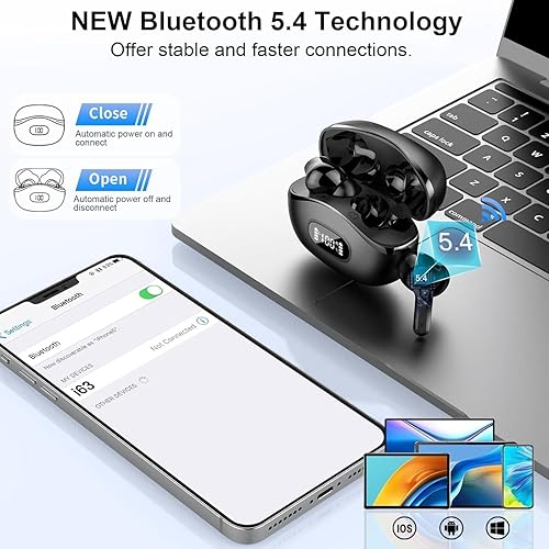 Miniatura 3 de Auriculares inalámbricos, auriculares Bluetooth 5.4 HiFi Stereo, auriculares con 4 micrófonos ENC con cancelación de ruido, auriculares Bluetooth