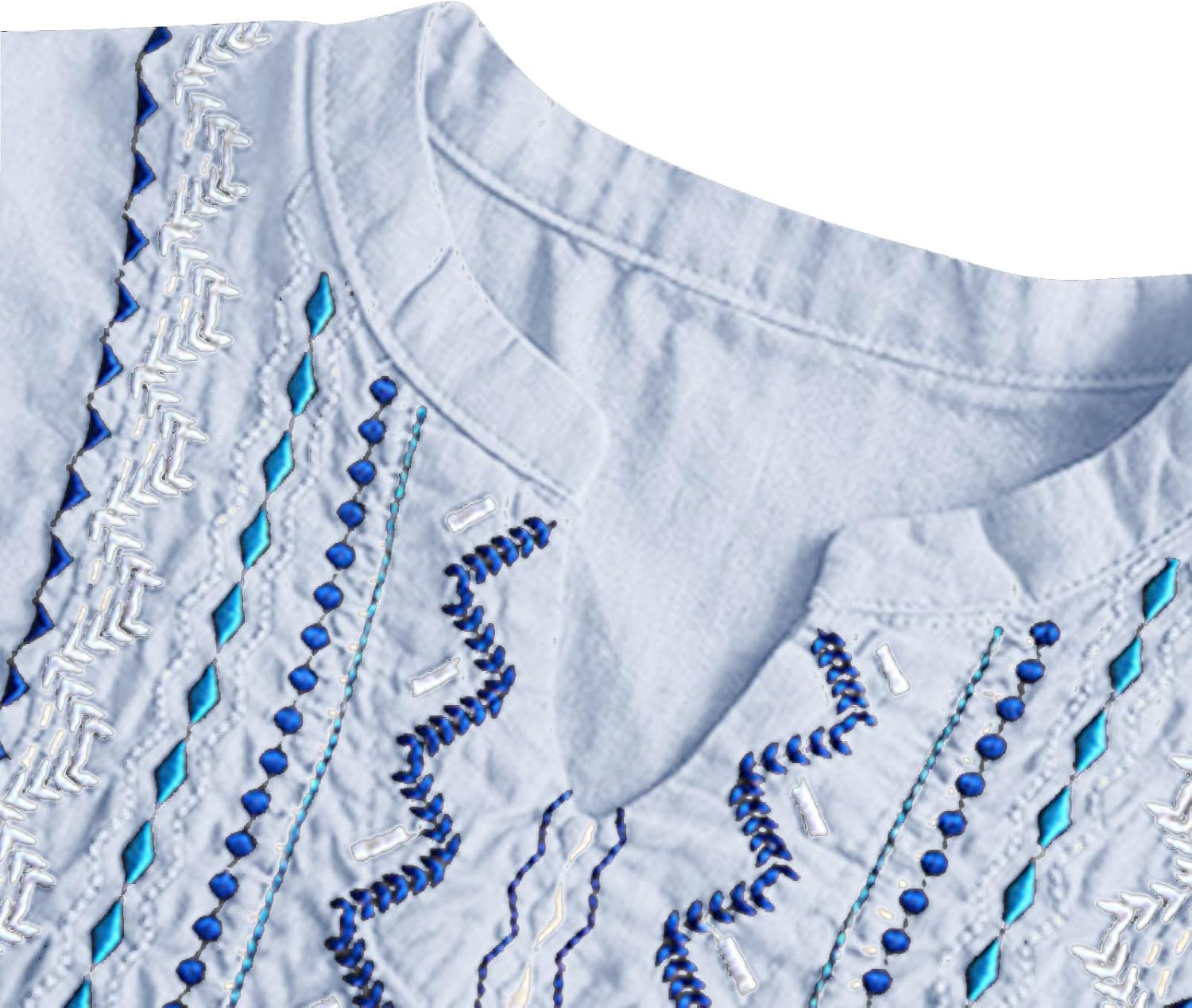 Linen Tops for Women Retro Embroidered Tunic Flowy Short Sleeve Boho Shirts Casual Mexican Peasant Gauze Blouse