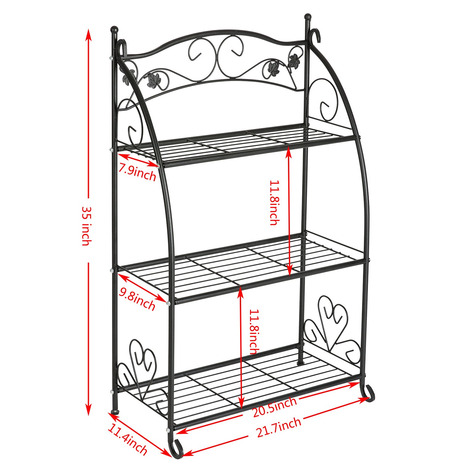 DOEWORKS 3 Tier Metal Plant Stand Storage Rack Shelf Pot Holder for Indoor Outdoor Use, Black