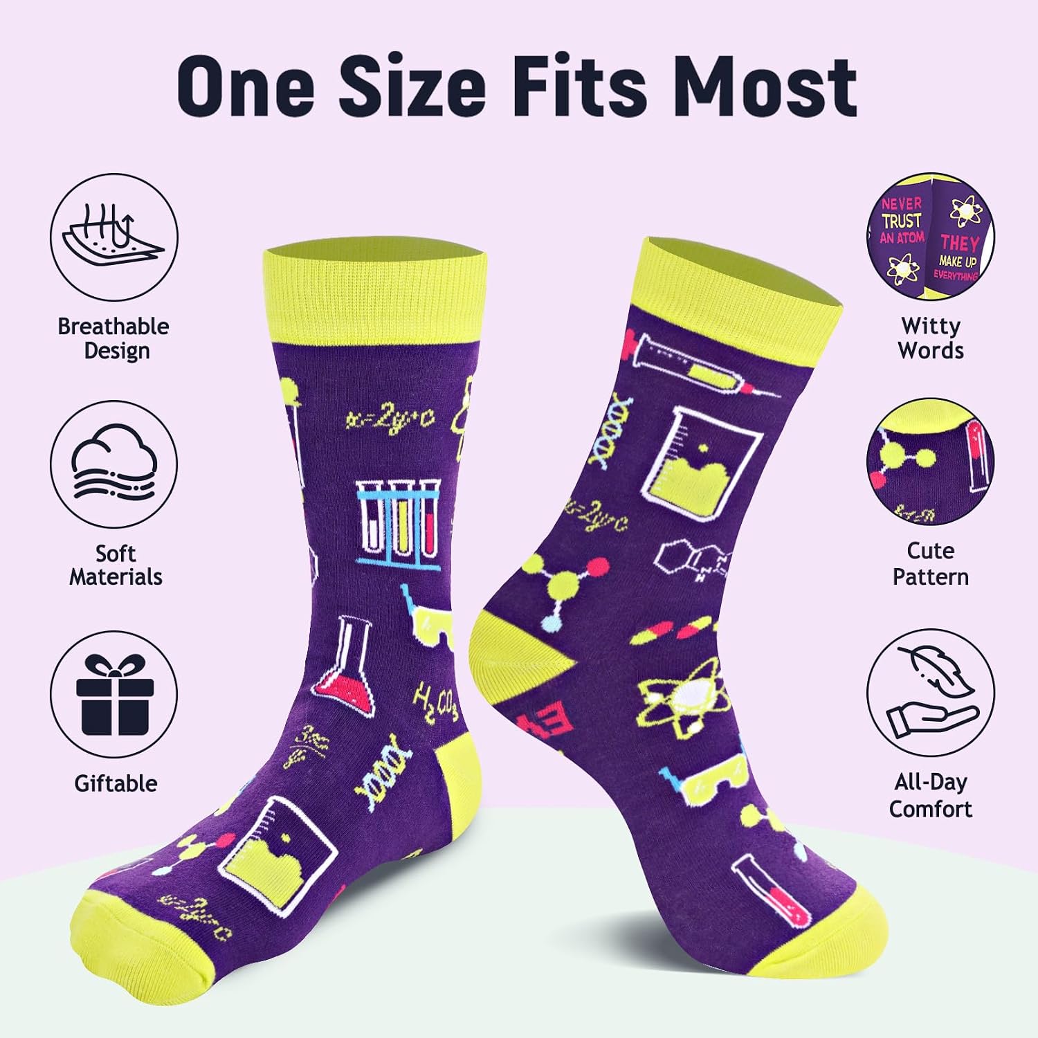 AGRIMONY Funny Teacher Crew Socks for Men and Women image 4