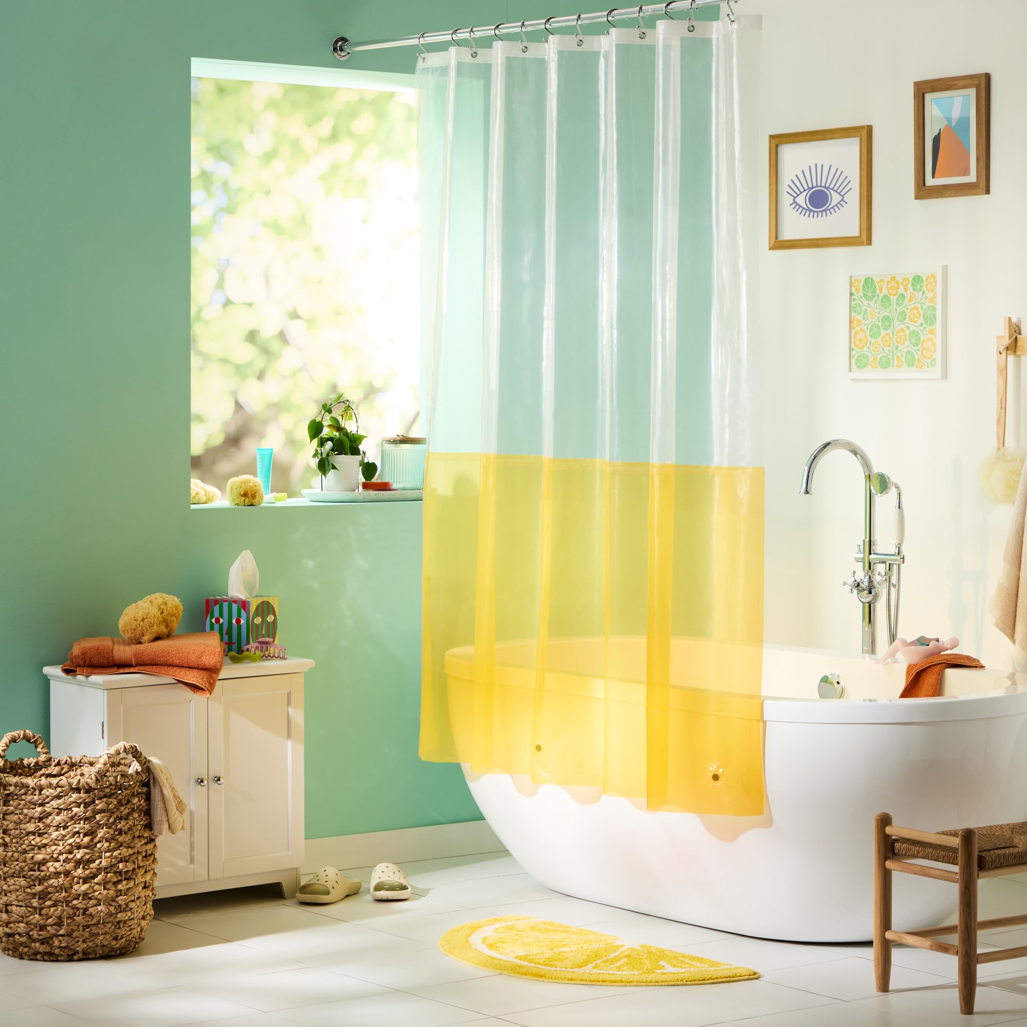 TOWN & COUNTRY PLAY Citrus Slice Tapis de Bain en Forme de Demi-Cercle, Tapis de Sol touffeté Absorbant, Dos antidérapant, Lavable en Machine, Jaune, 88,1 x 46 cm
