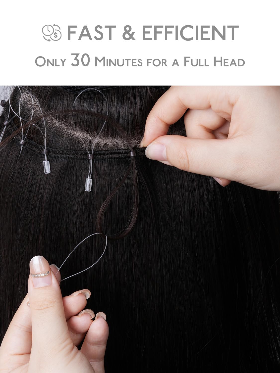 WENNALIFE Remy Human Hair Weft Extensions, Soft Reusable Sew-In Weft