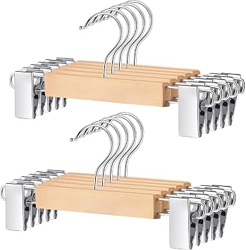 10pcs Childrens gold Wooden Hangers,Natural Wooden Kids Gold Hanger,Coat Skirt Hangers with Gold Clips,Toddler Hangers for Baby Clothes ClosetSilver Silver