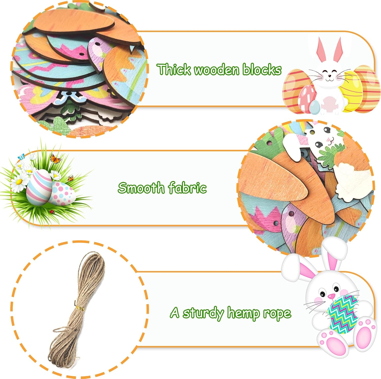 36 Pieces Easter Decorations,Easter Wooden Ornaments for Tree,12 Styles Egg Gnome Bunny Chick Cutouts Wood Hanging Ornament Spring Wooden Slice Decorations for Party Home Classroom Decor