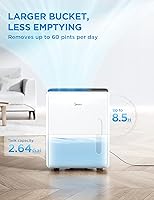 Vista 6 de Midea 5,500 Sq. Ft Dehumidifier for Basement, 60 Pint dehumidifier with pump, APP & Alexa Smart Control, 2.64 Gallon Water Tank, Intelligent
