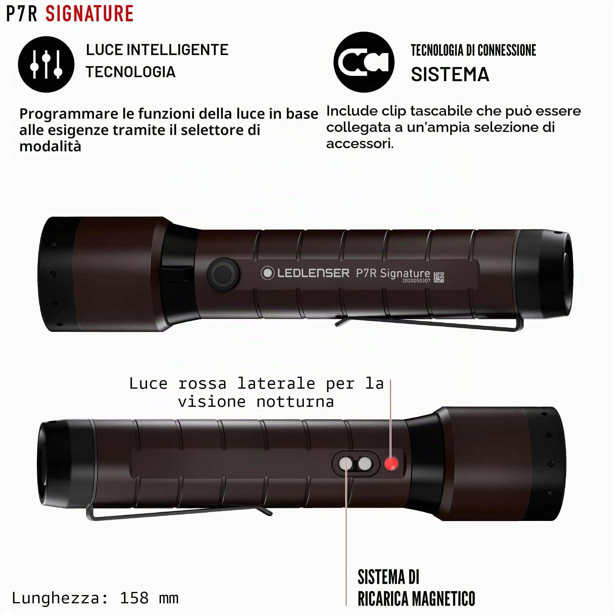 Ledlenser P7R Signature Torcia Ricaricabile, 2000lm, Portata 330m, IP68