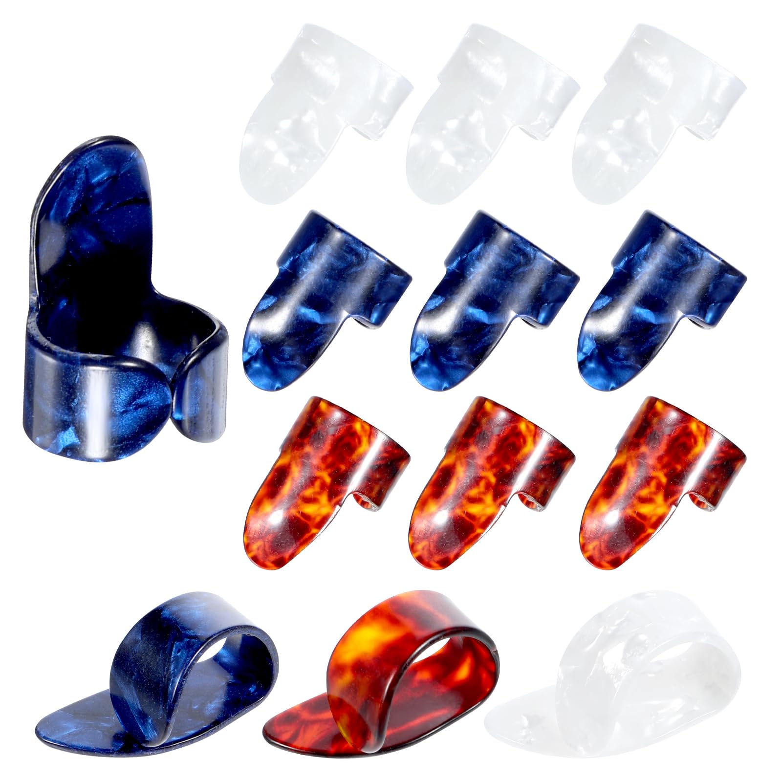 12 Pcs Guitar Finger Pick Thumb Picks for Acoustic Guitar Celluloid Flat Thumb Picks Guitar Thumb Pick Fingertip Protector for Banjo Ukulele