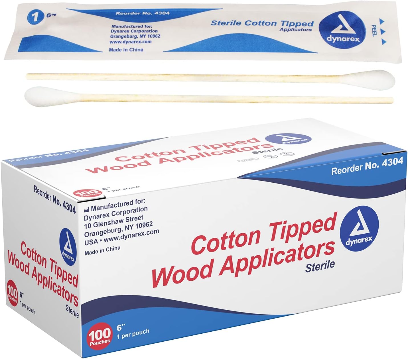 Cotton Tip Applicator, Sterile- 6'' long. (100/pk)