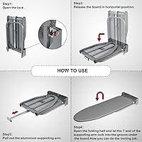 Vista 6 de Duwee Tabla de planchar de 12 x 36 pulgadas, armario plegable con cubierta resistente al calor, tabla de planchar plegable para montaje en pared
