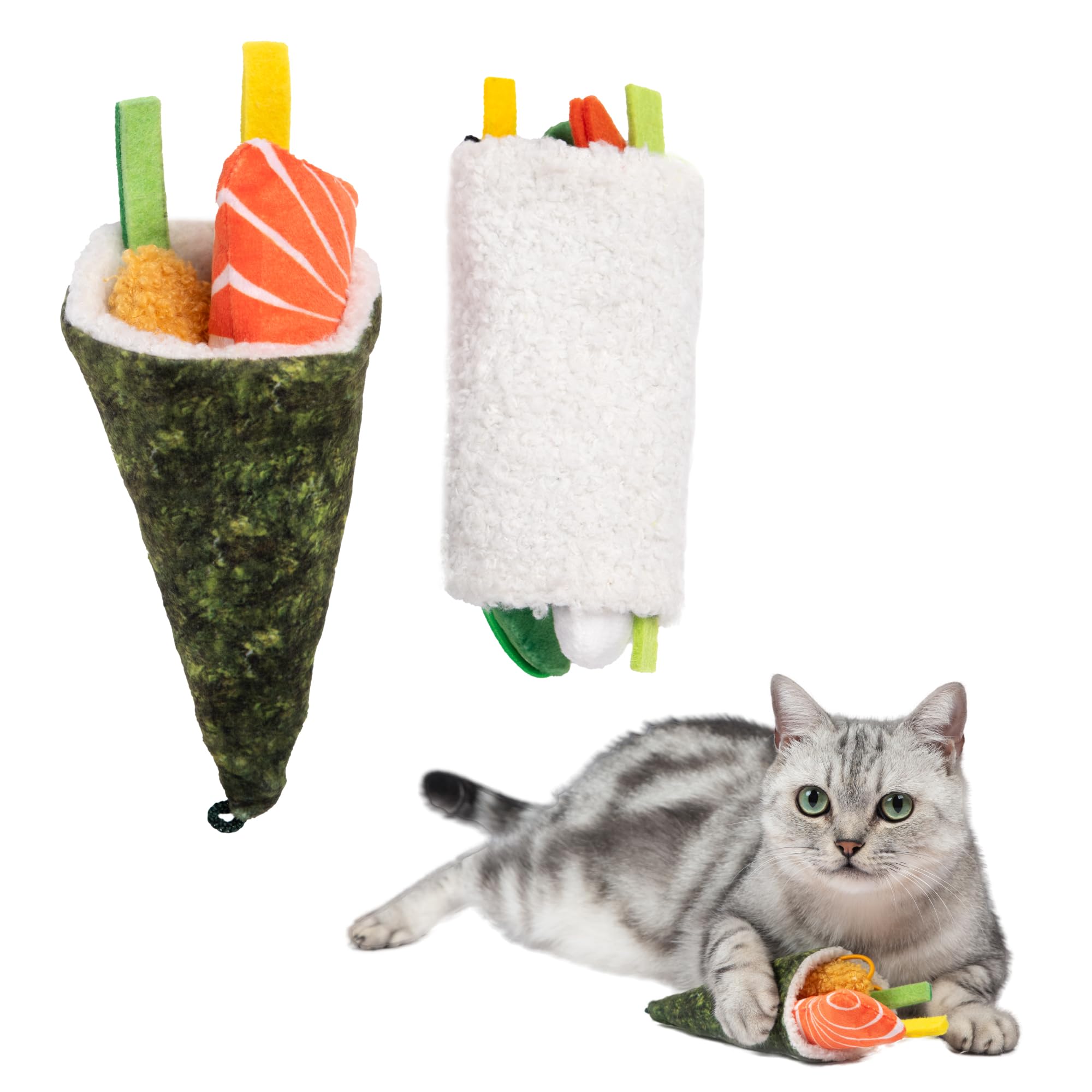 Best Pet Supplies Catify Interactive Cat Toy with Catnip - Sushi Rolls Set