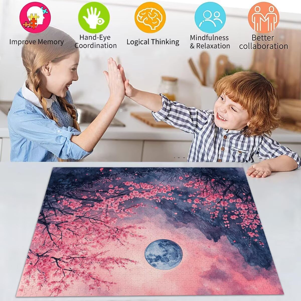 Mond Puzzle für Erwachsene Kinder Anspruchsvoll 5000 Teile Impossible Klassische Puzzles Schwer Blume ab 8 9 10 Jahre Mädchen Jungen Jigsaw Kunst Educa, für Dekoration und Geschenke 105x156cm t-989