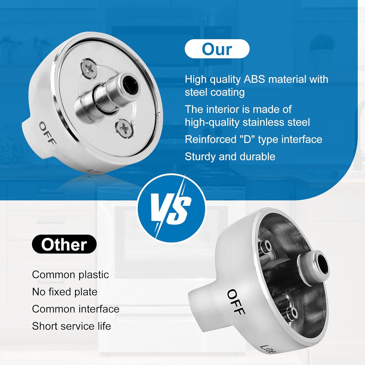 DG68-00377A Stove Knob Replacement for Samsung Oven Knobs Replacements for Samsung Compatible with NX58F5500SS FX710BGS NX58H9500WS NY58J9850WS NX58H9500WS, Stainless Steel Reinforcement, Durable