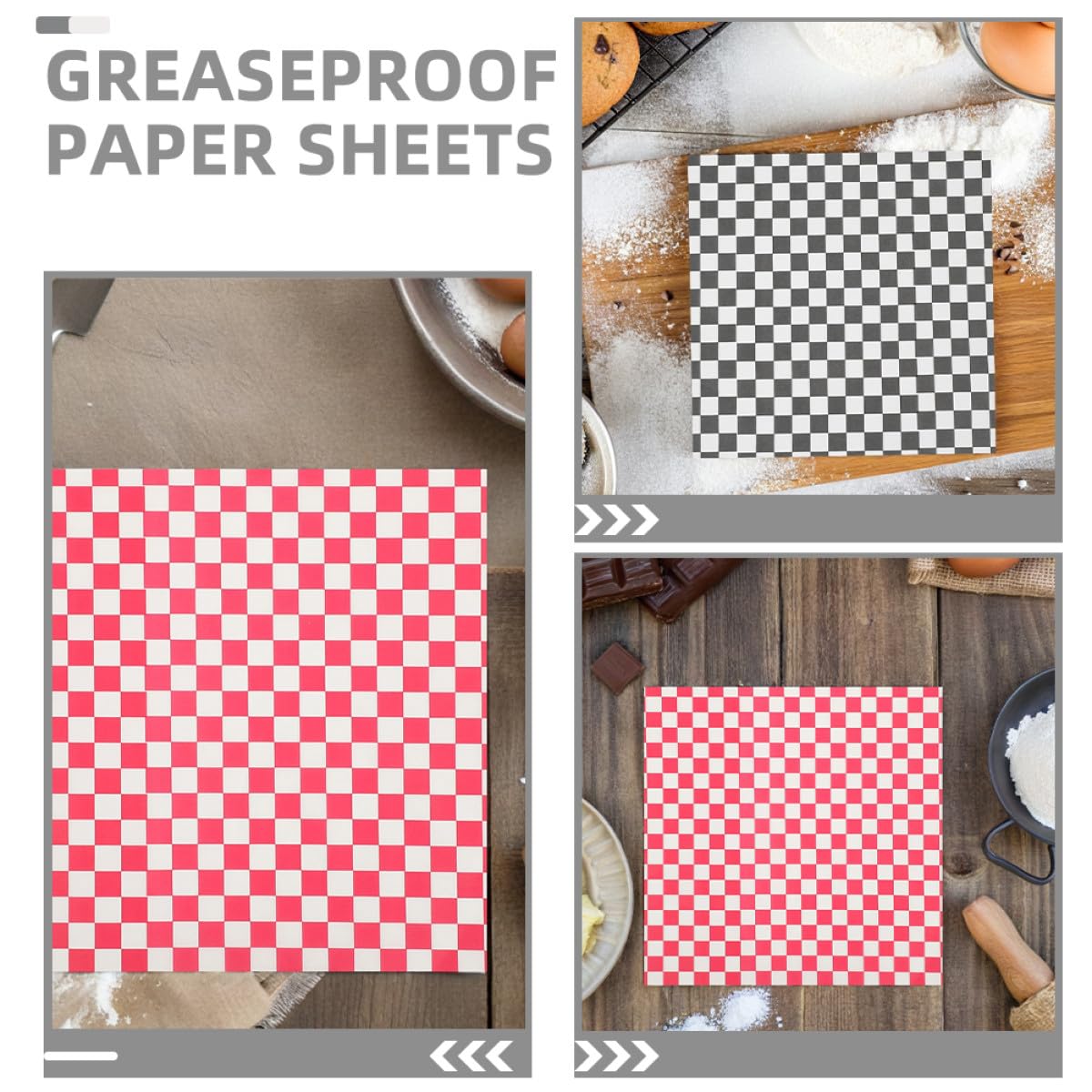 100 Hojas de Papel para Hornear Diseño Cuadriculado, Papel Resistente al Aceite para Sándwiches y Hamburguesas, Adecuado para Picnics y Barbacoas Color Aleatorio