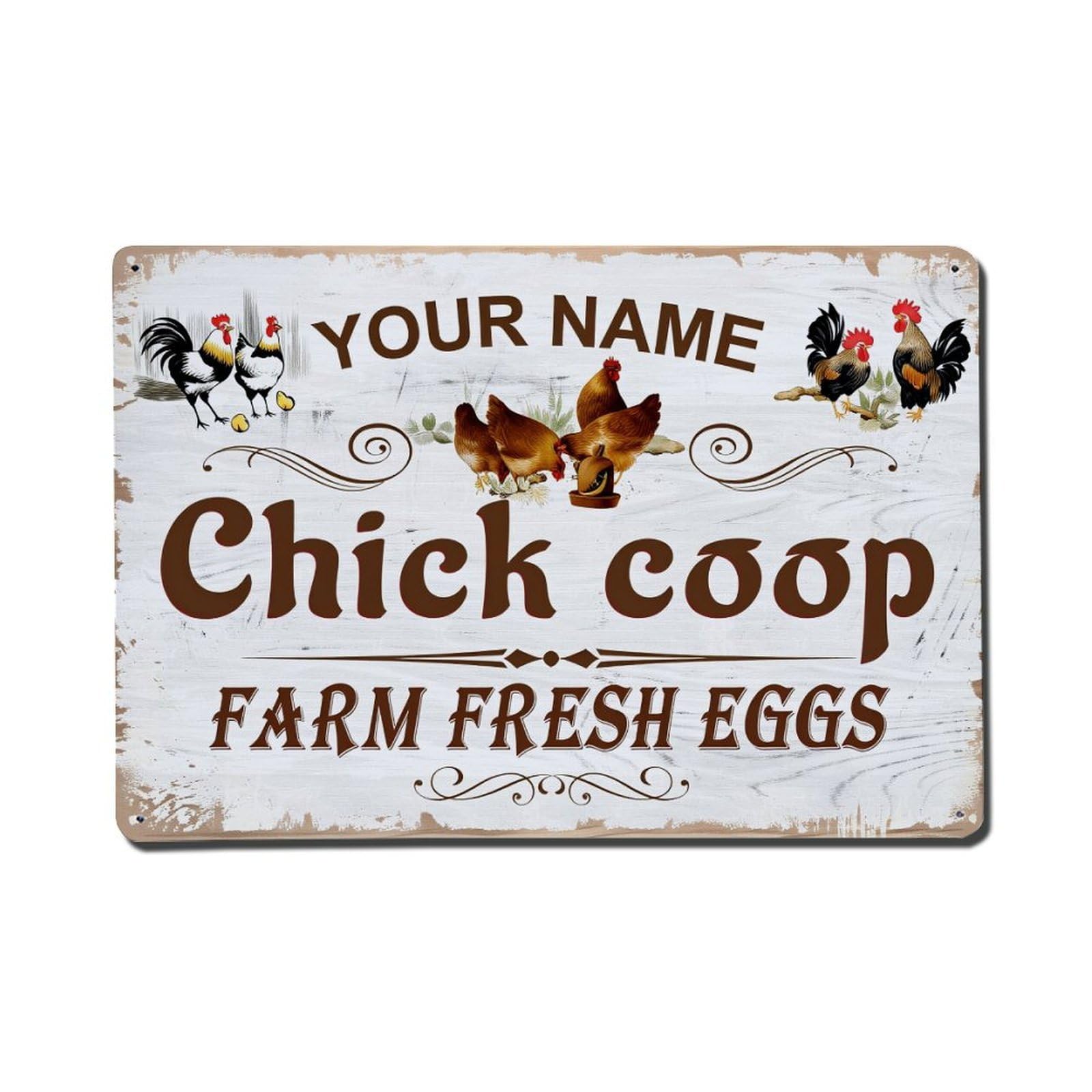 Enderetf Vintage Chicken Rooster Egg Farm Sign Tin Sign Metal Poster, Home Bar Garage Man Cave Cafe Indoor & Outdoor Wall Decoration 8X12inches