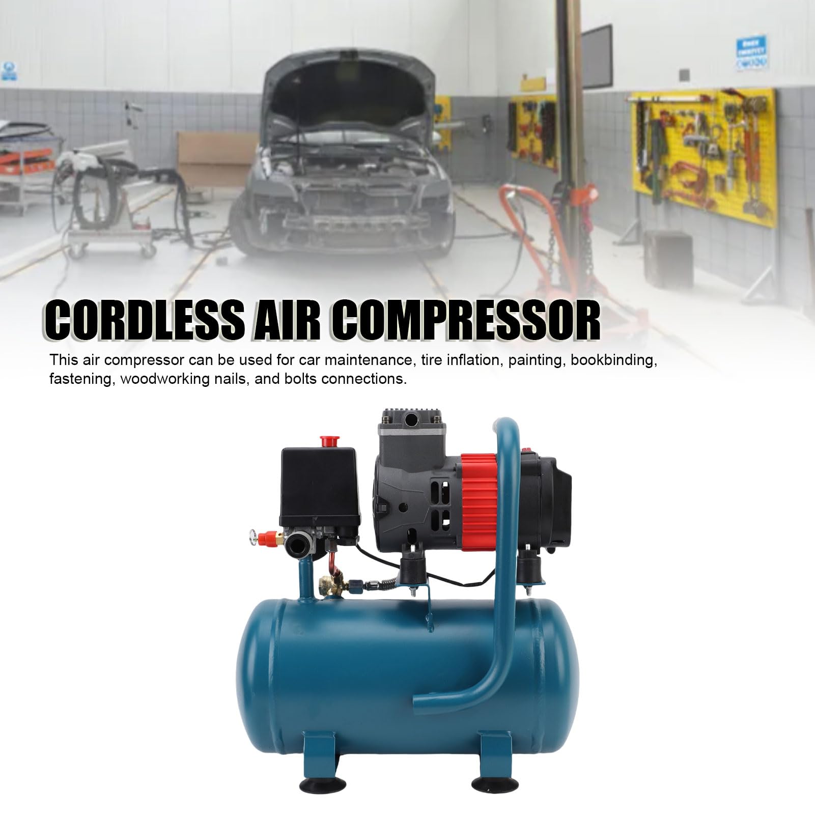 Fafeicy Compressore d'Aria Senza Fili Gonfiatore per Pneumatici Portatile Alimentato a Batteria Bassa rumorosità 65 Db 8 Bar di Pressione per Automobili e (Spina Europea)