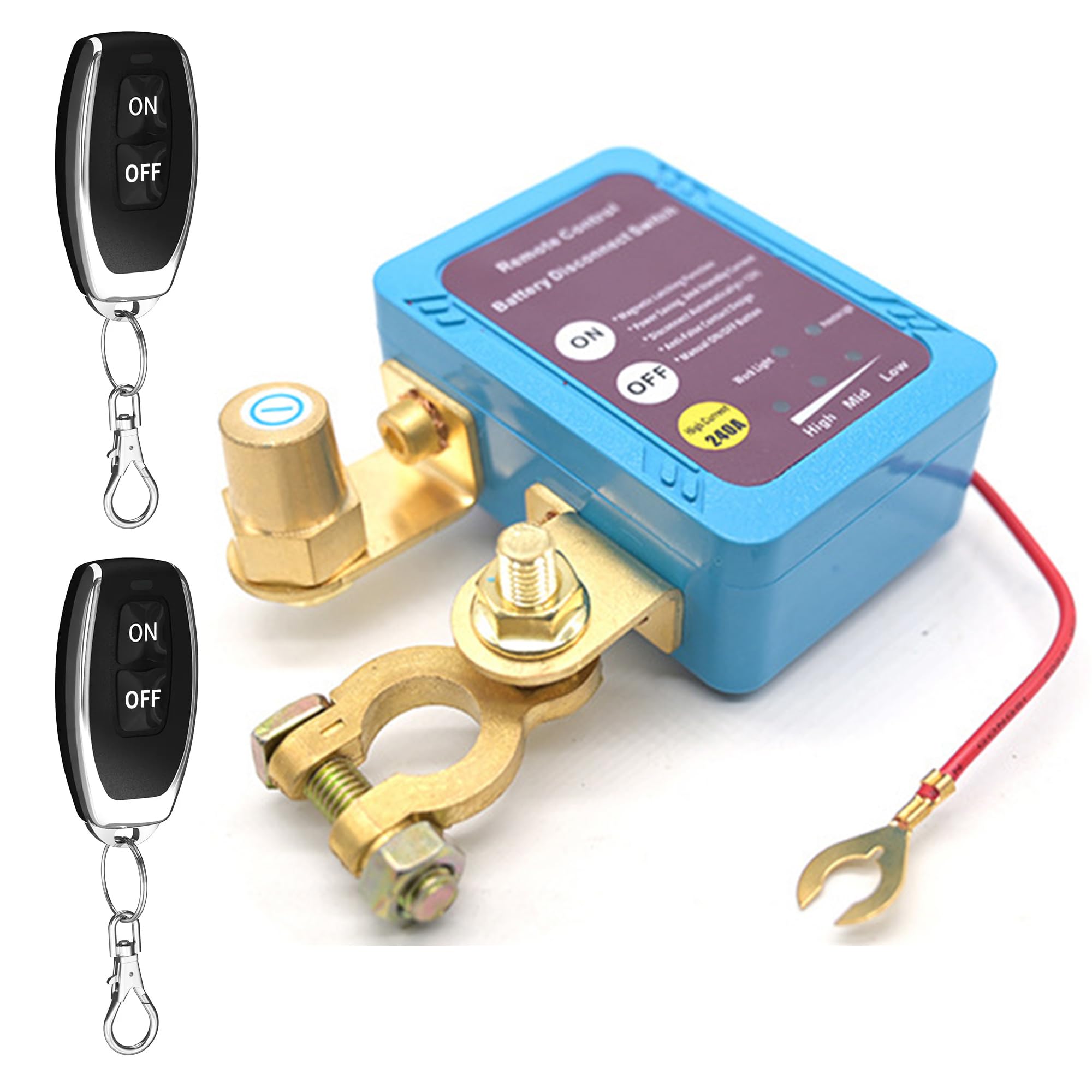 Interruttore Batteria 12 V 240 A Con 2 Telecomandi - Relè Antifurto per Auto, Barca, Camion, Camper (A)