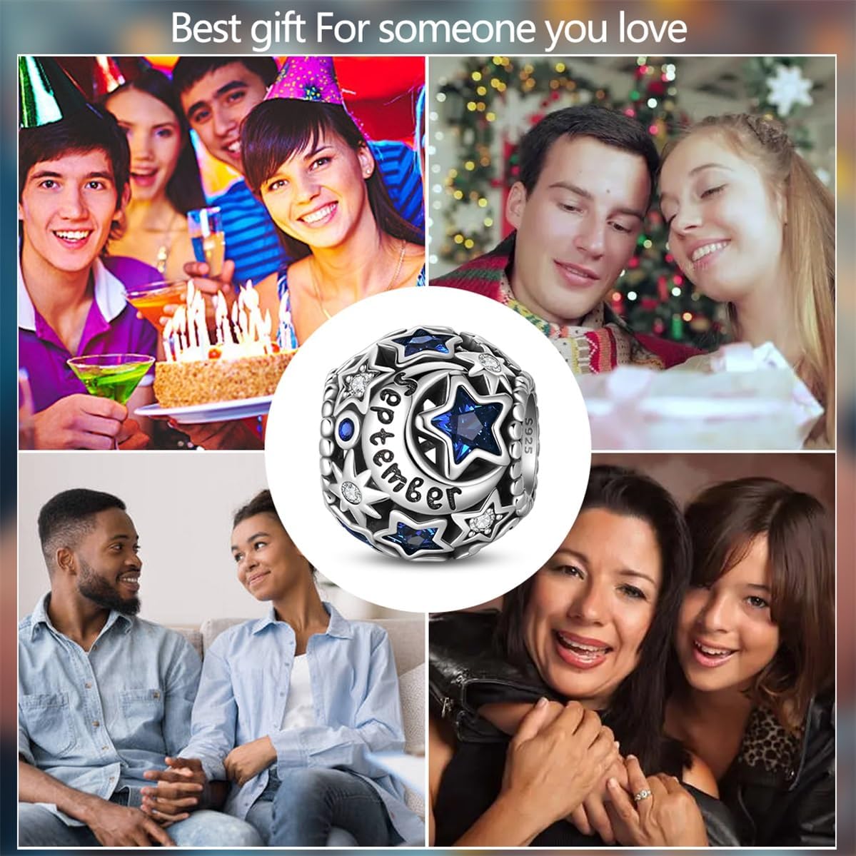 925 Sterling Silver Birthstone Charm For Bracelet Sun Moon Star From January To December Happy Birthday Bead Charms For Women Jewelry Gifts - Image 6