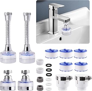 Sink Water Filter Faucet,Faucet Filter Set,360° Rotating Faucet Water Filter Kitchen Tap Filtration Removes Chlorin-e Fluoride Heavy Metals Hard Water for Home Bathroom Kitchen(4 Pcs)