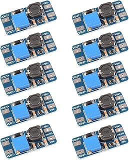 MT3608 DC-DC Step Up Boost Power Converter 2A Module Adjustable Step Up Voltage Regulator Board Voltage 2-24V to 5V-28V Output Voltage (Pack of 10)