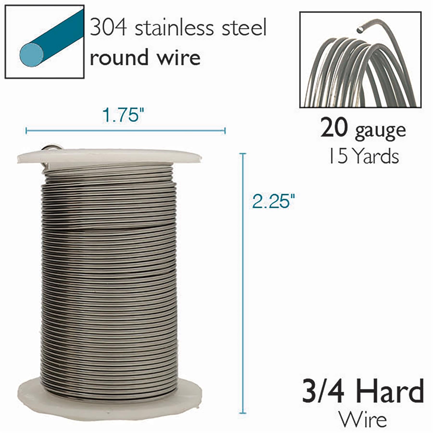 The Beadsmith Drut ze stali nierdzewnej – klasa 304, odporny na matowienie, okrągły, 20 Gauge, szpula 15 jardów – do produkcji biżuterii, rzeźb, modeli, ogrodnictwa, rzemiosła elektrycznego i
