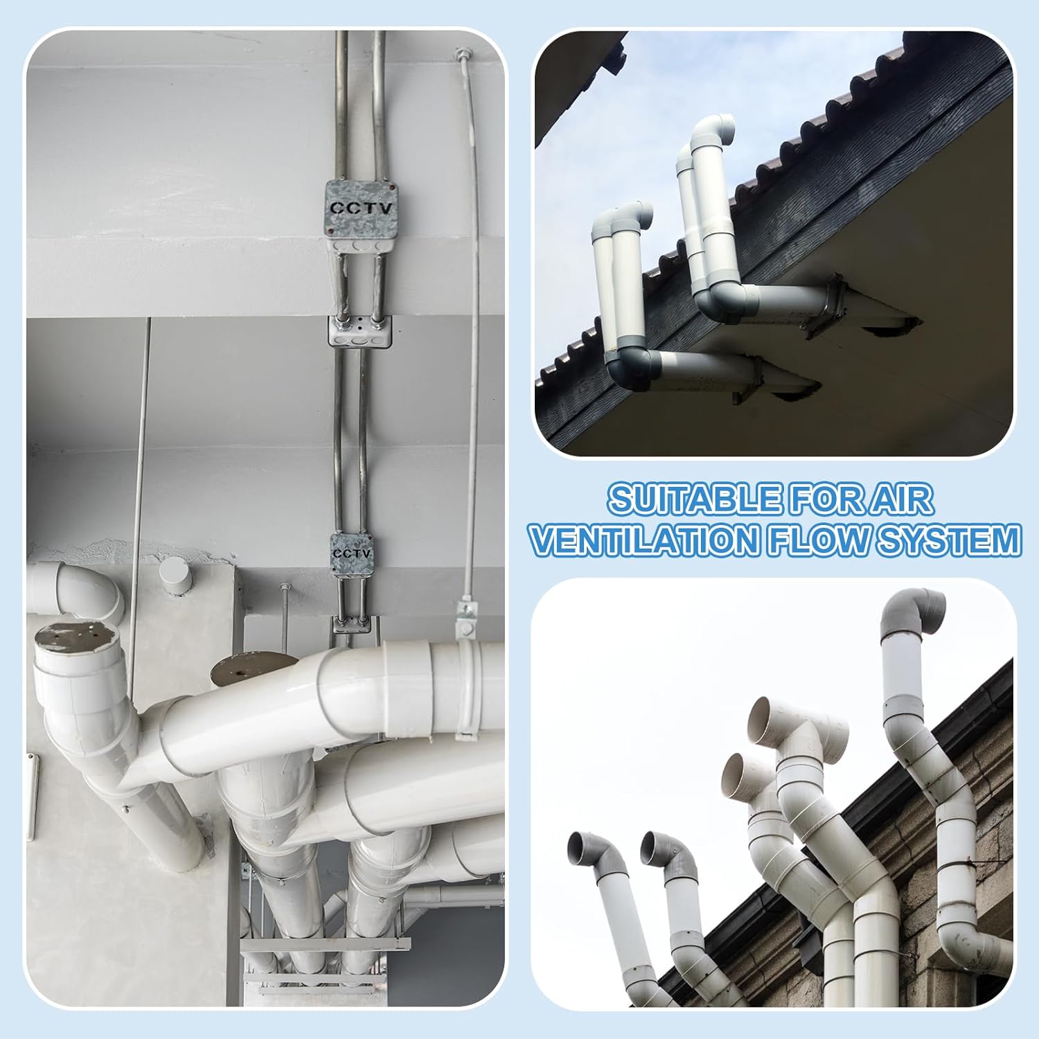 PATIKIL 2 Pcs Duct Reducter, 8" to 6" PVC Air Ducting Adapter Ducting Reducer Increaser Cone for Bathroom Kitchen Inline Ventilation Systems, White