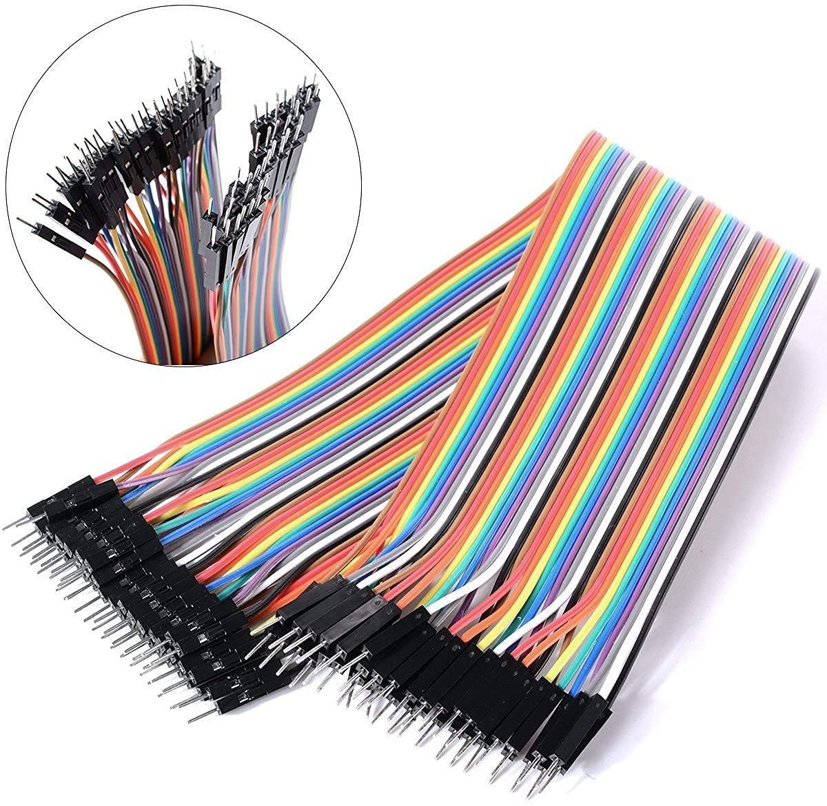 40-pin Dupont Jumper Cable Set - Includes M-M, F-F, and M-F (8-inch Length), Ideal for Connections Between Microcontrollers and Solderless Breadboards, Peripherals, or Breakout Boards