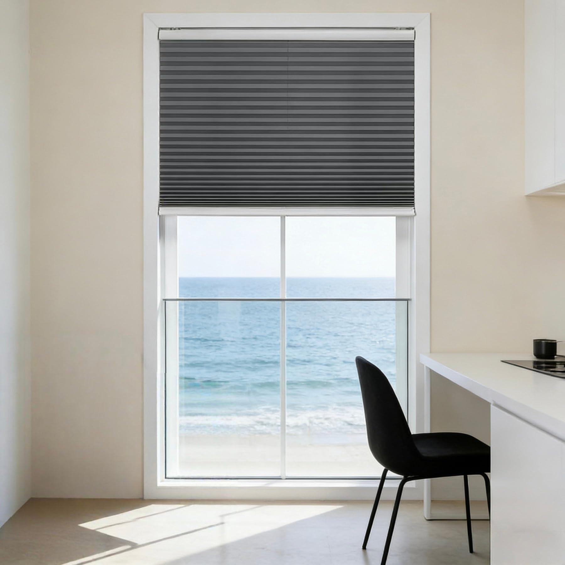 Store Jour Nuit Plissé Protection Solaire Gris Opaque 49 x 300