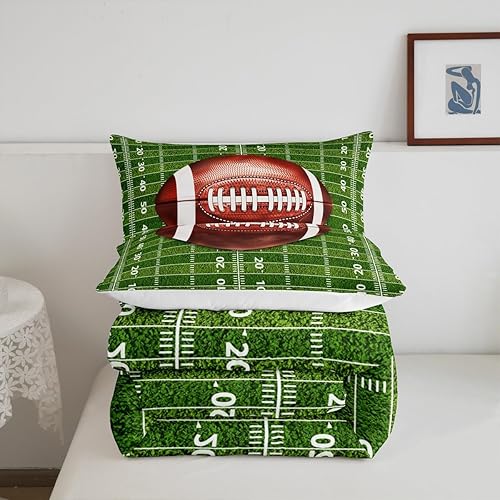 Miniatura 7 de Juego de edredón de fútbol americano, tamaño matrimonial, juego de ropa de cama abstracta de 3 piezas para niños, adolescentes, niñas y adultos,