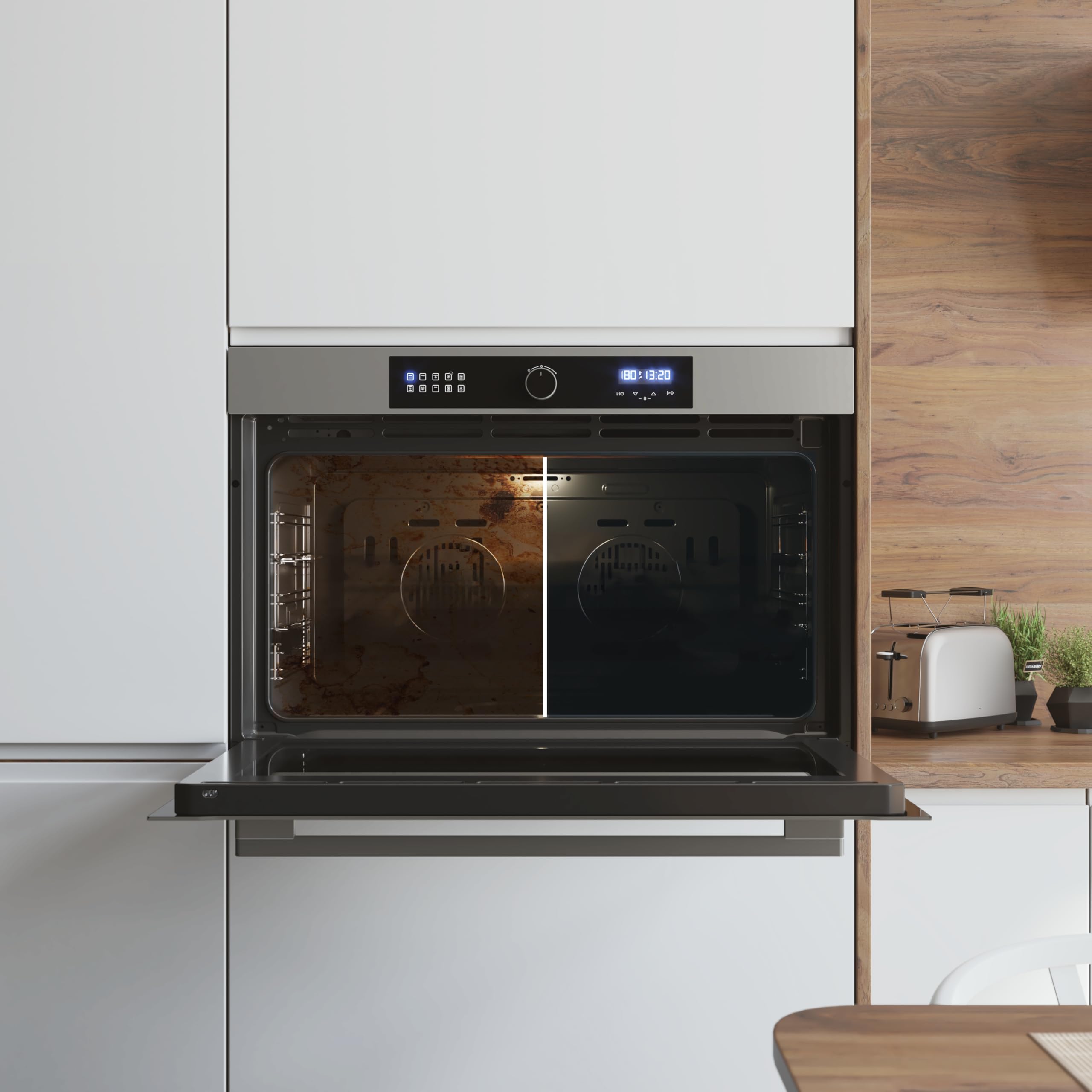 Cecotec Einbaubackofen Multifunktion Bolero Hexa AF319000 Inox A 3800W, 133L Kapazität, 11 Funktionen mit Airfryer Master, Pizza Master, Steam Asisst, Steam EasyClean, 3D Cooking, Defrost