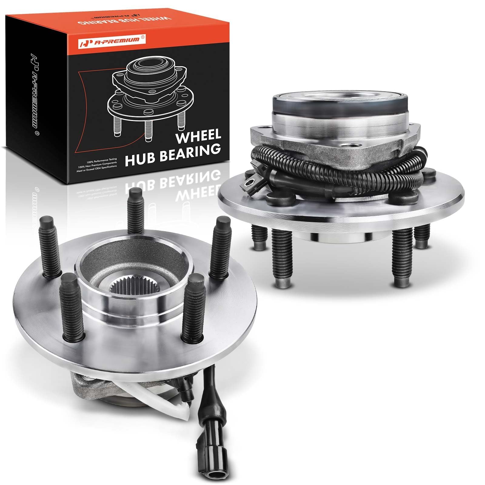 A-Premium 2 x Front Wheel Bearing and Hub Assembly with ABS & 5-Lug Compatible with Ford F-150 F150 2000-2004, F-150 F150 Heritage 2004, 4WD & 4-Wheel