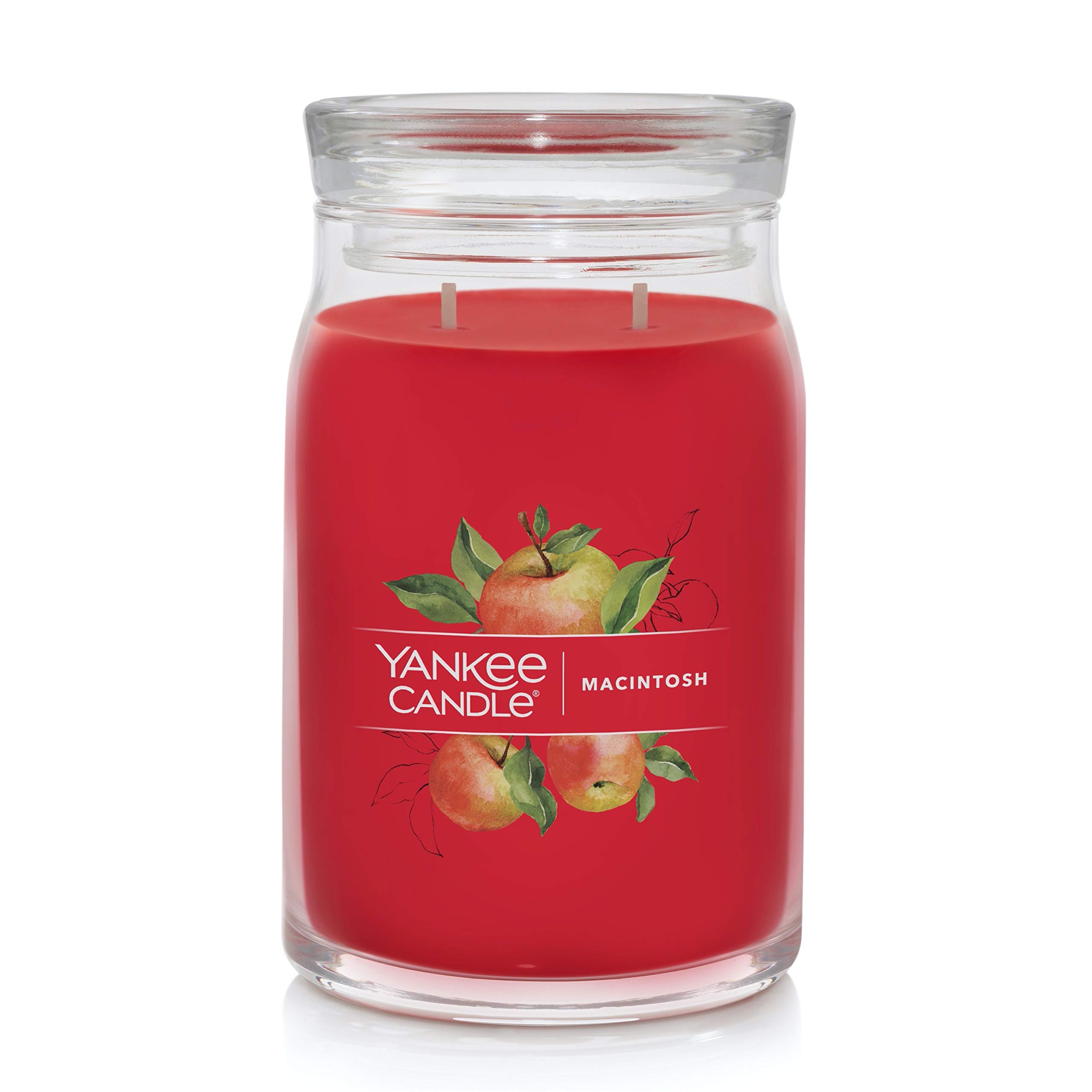 Yankee Candle Macintosh Scented, Signature 20oz Large Jar 2-Wick Candle, Over 60 Hours of Burn Time