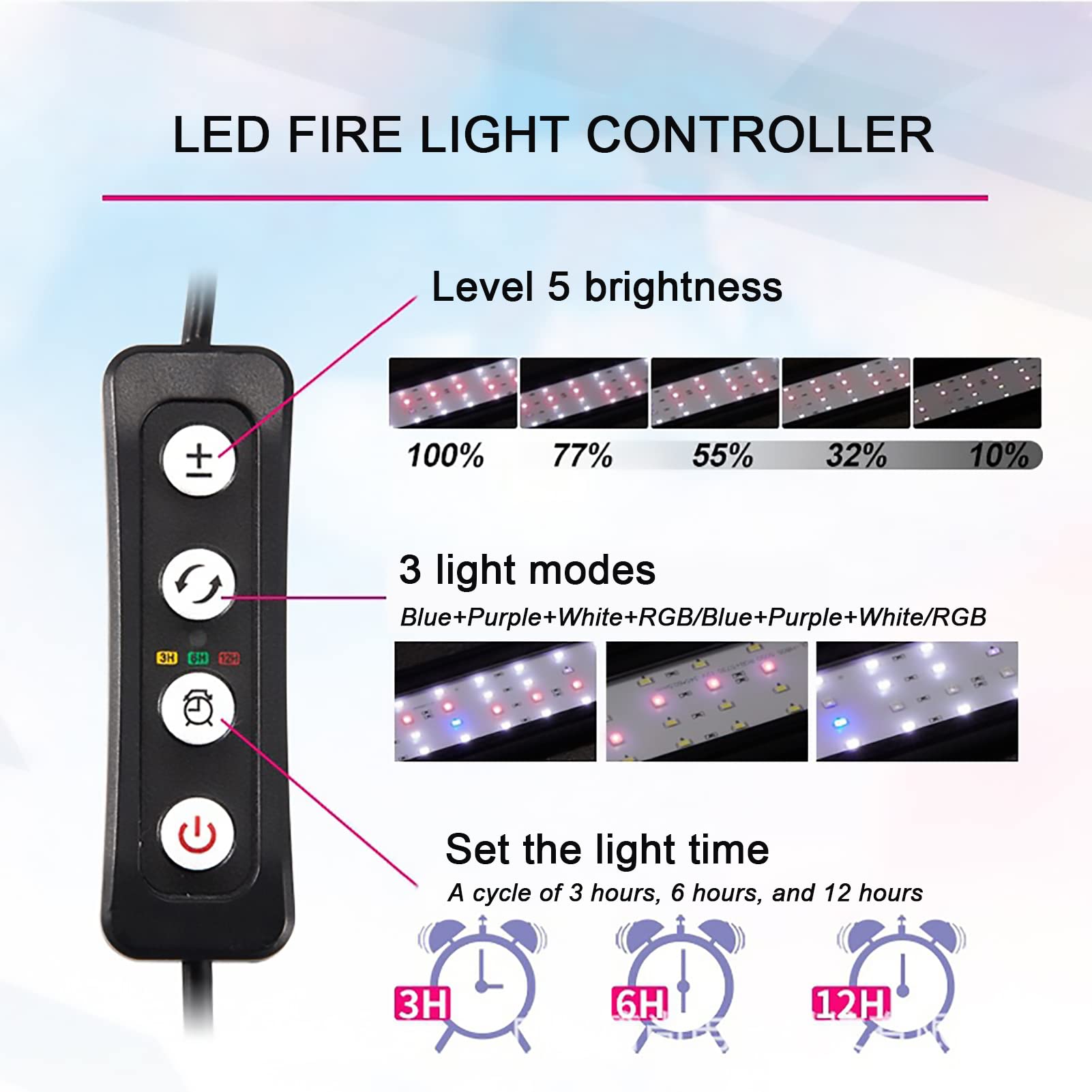 Acuario LED Iluminación Lámpara de Espectro Completo con Temporizador y Soporte Ajustable Lámpara LED para Peceras Resistente al Agua Luz para Acuarios Plantados