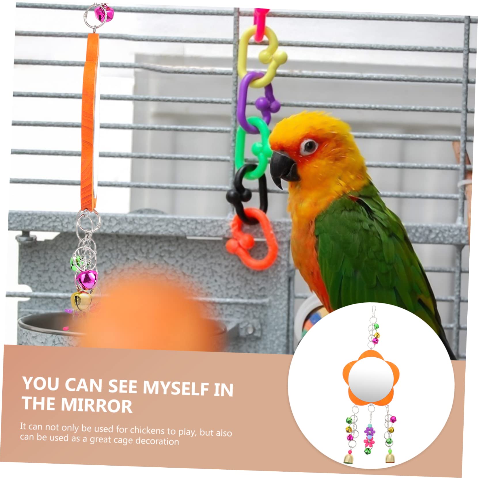 2er-Set Papageienspiegel Für Vogelkäfig – Bunter Hängespiegel Aus Kunststoff & Glas, Spielzeug Gegen Langeweile