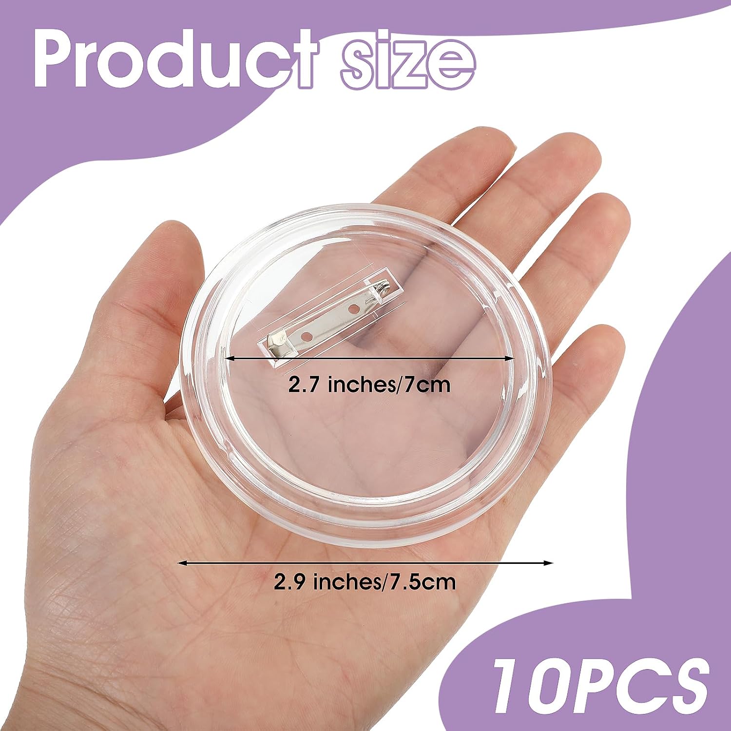 10 Pcs Blank Button Pins 2.9 Inch DIY Make Your Own Custom Badges Kit With Clear Picture for Crafts Children's Paper Activities