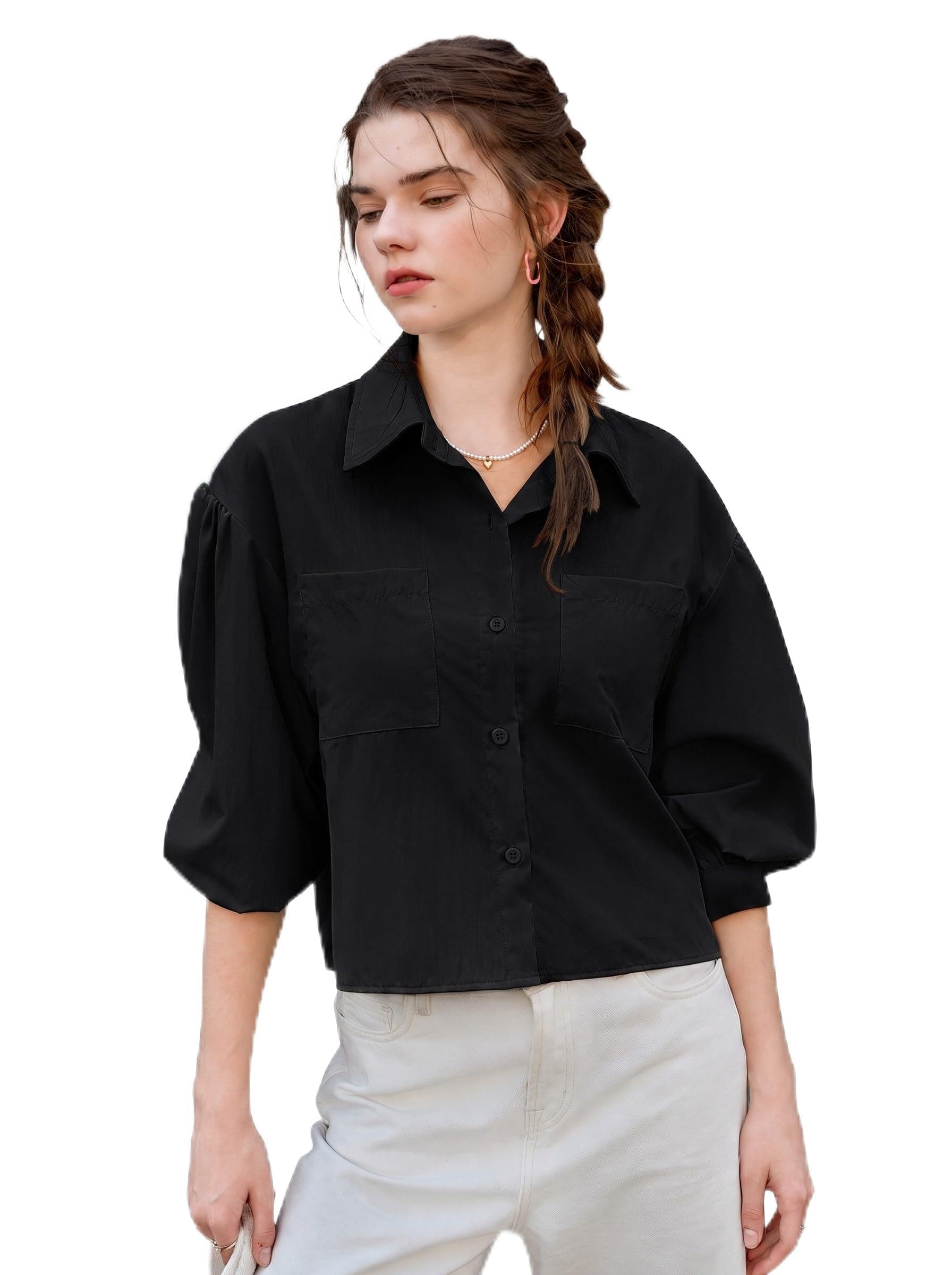 zilcon Women's Solid Fancy Relaxed Fit Puff Sleeve Casual Shirt | Every Day Wear Women Shirt-picture-20