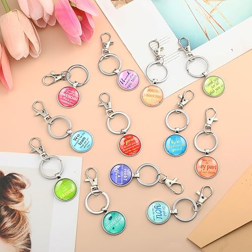 Miniatura 4 de 12 juegos de regalos de agradecimiento a los empleados que incluyen 12 llaveros inspiradores, 12 bolsas de organza, 12 tarjetas de agradecimiento,