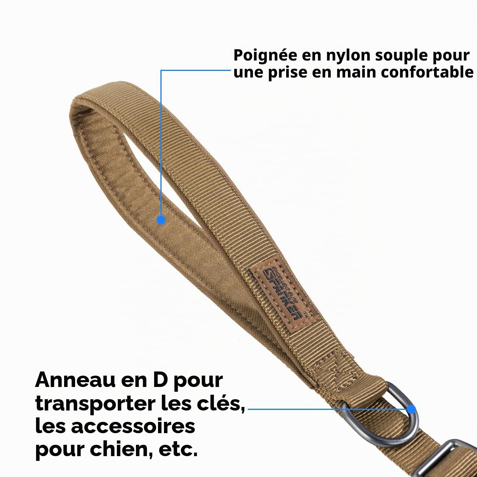 EXCELLENT ELITE SPANKER Ceinture de Chien Tactique 5-6 Pieds Lourds réglables sans tirage Ceinture de Chien de Jumping Militaire Corde de Plomb élastique 2 poignées de contrôle de Tapis(COB)