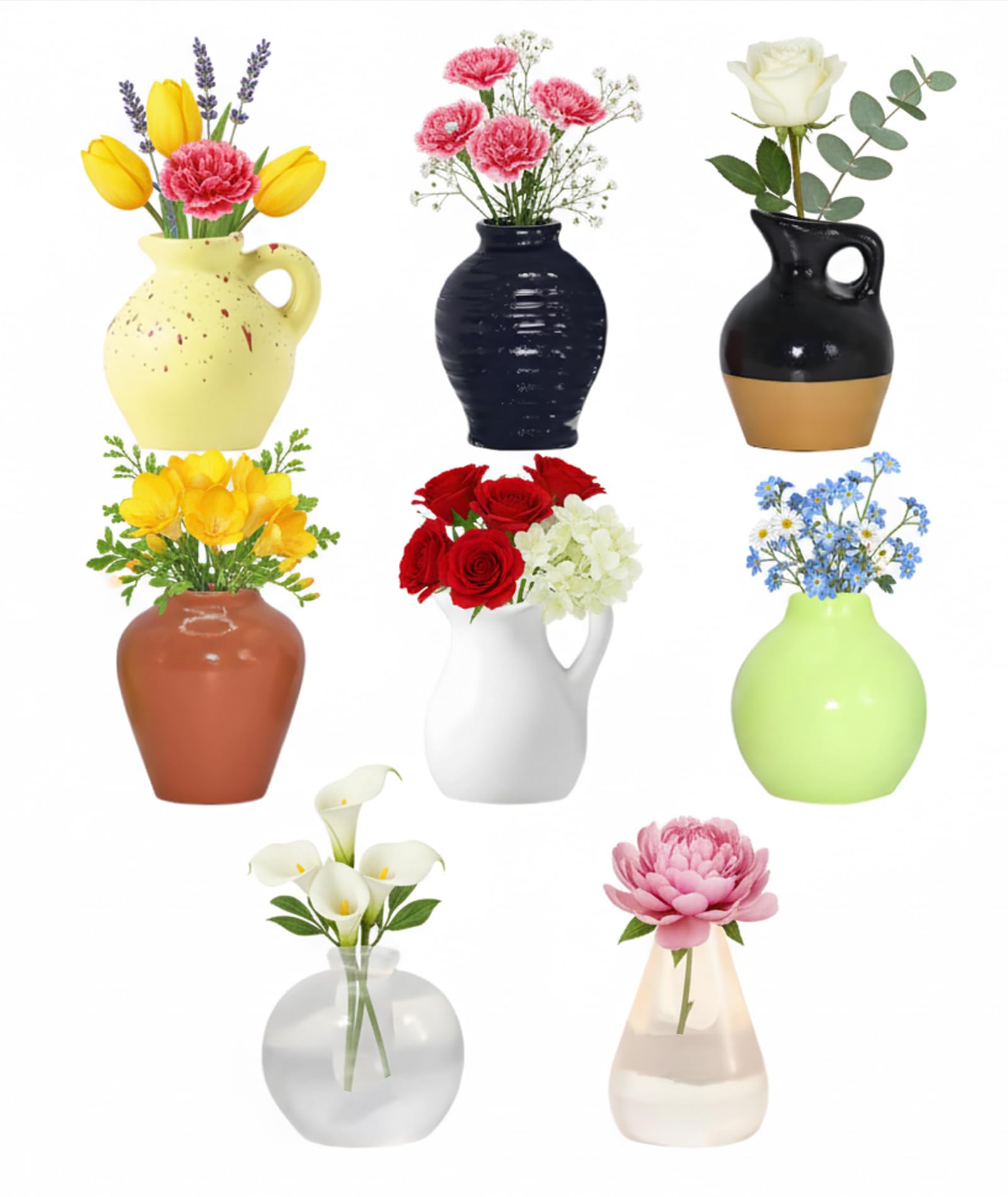 8 Pcs Mini Vase Without Flower Refrigerator Decoration, Cute Mini Vase for Kitchen, Office Decor, Small Vase for DIY Projects-image-30