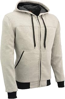 Milwaukee Leather MPM1788 Men's Black CE Approved Armored Riding Hoodie Sweater w/Aramid by DuPont Fibers