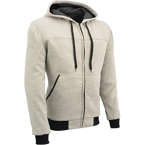 Milwaukee Performance MPM1788 Men's Silver CE Approved Removable Armored Hoodie with Aramid By Dupont (Medium)