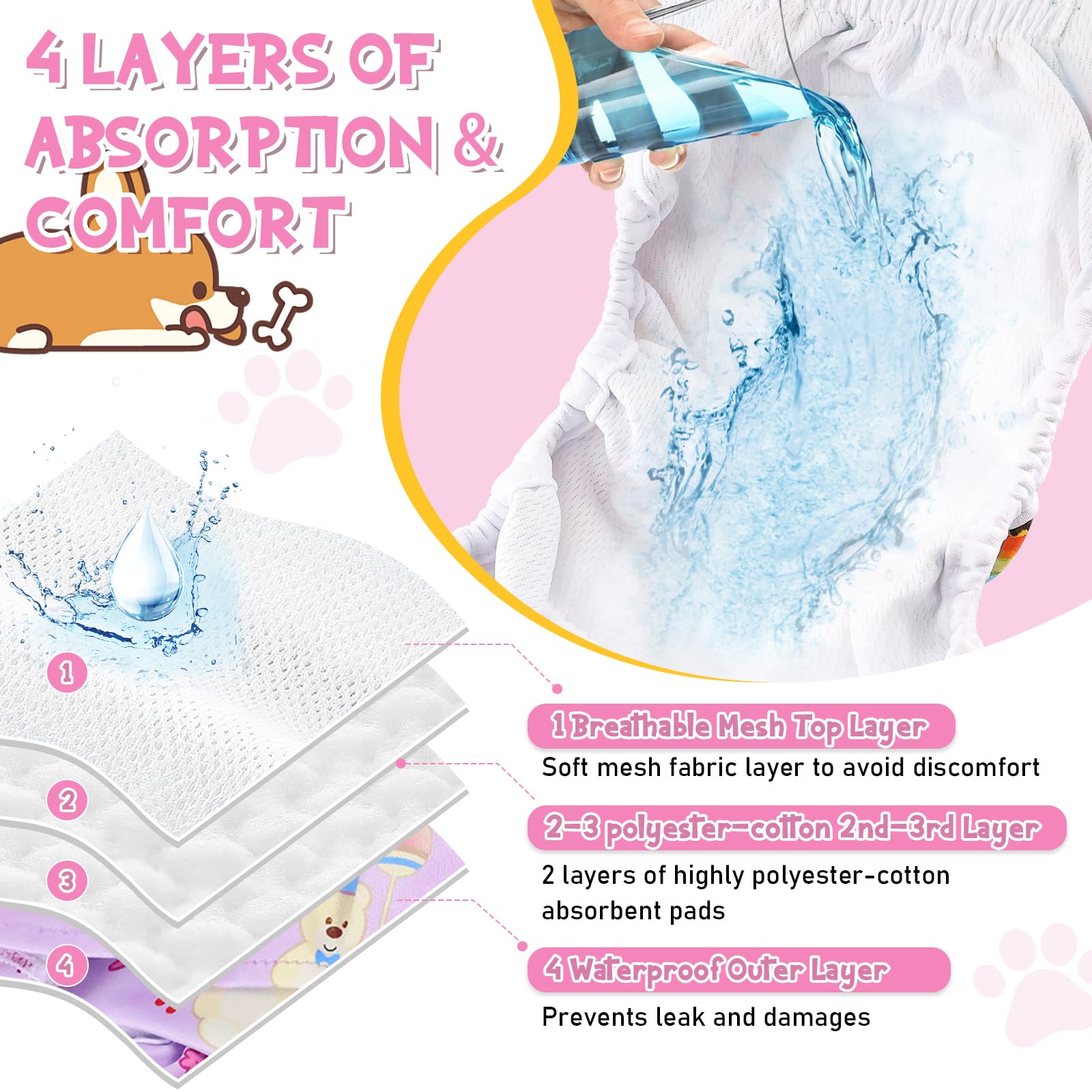 Washable Dog Diapers Female 3 Pack - Image 3