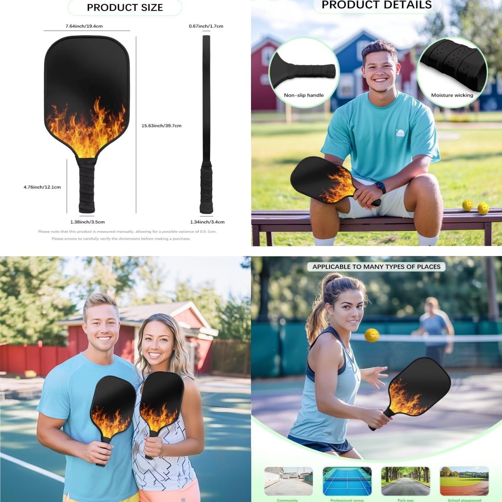 Zestaw wioseł Pickleball, 3 szt., torba na rakietę do piklowania, idealna dla początkujących, prezenty