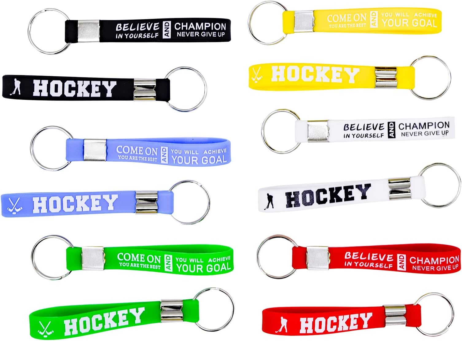 30 Pieces Hockey Motivational Keychains Inspirational Quote Keychains Hockey Party Themed Supplies Adult Child Boy Girl Encouragement Gift