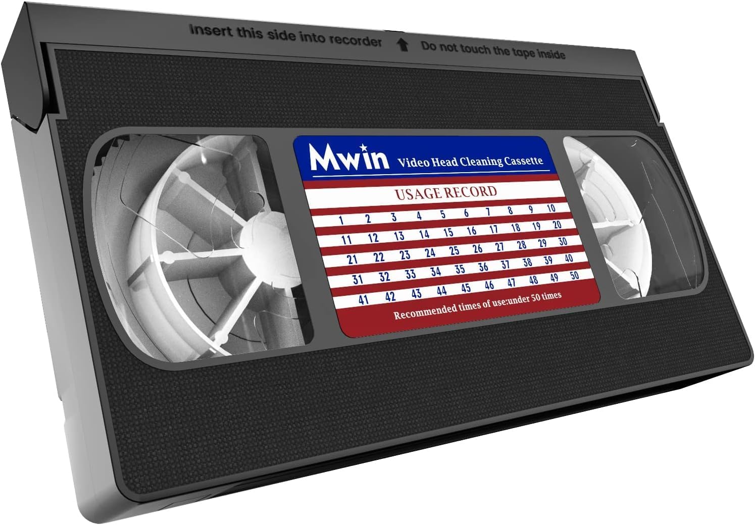 MWIN VHS Head Cleaner for VHS/VCR Player, Dry Technology - No Liquid, Reusable Video Head Cleaning Tape