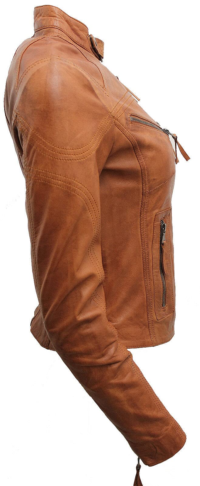 Infinity Leather Veste de Moto Classique en Cuir Véritable Pour Femmes