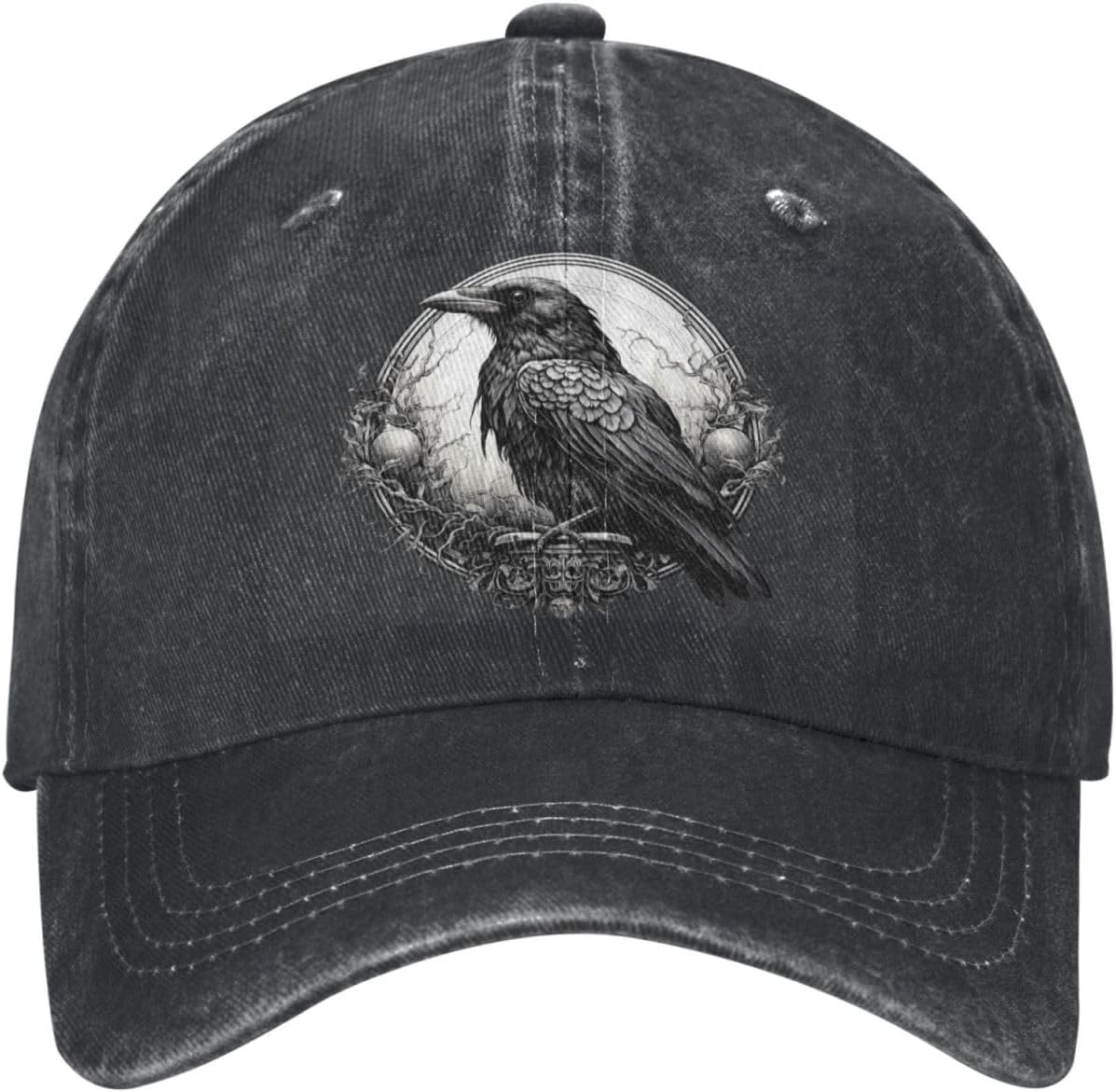 Black Raven Cool Washed Denim Baseball Cap, Adjustable Fit for Men & Women, A Must-Have for Your Everyday Look!