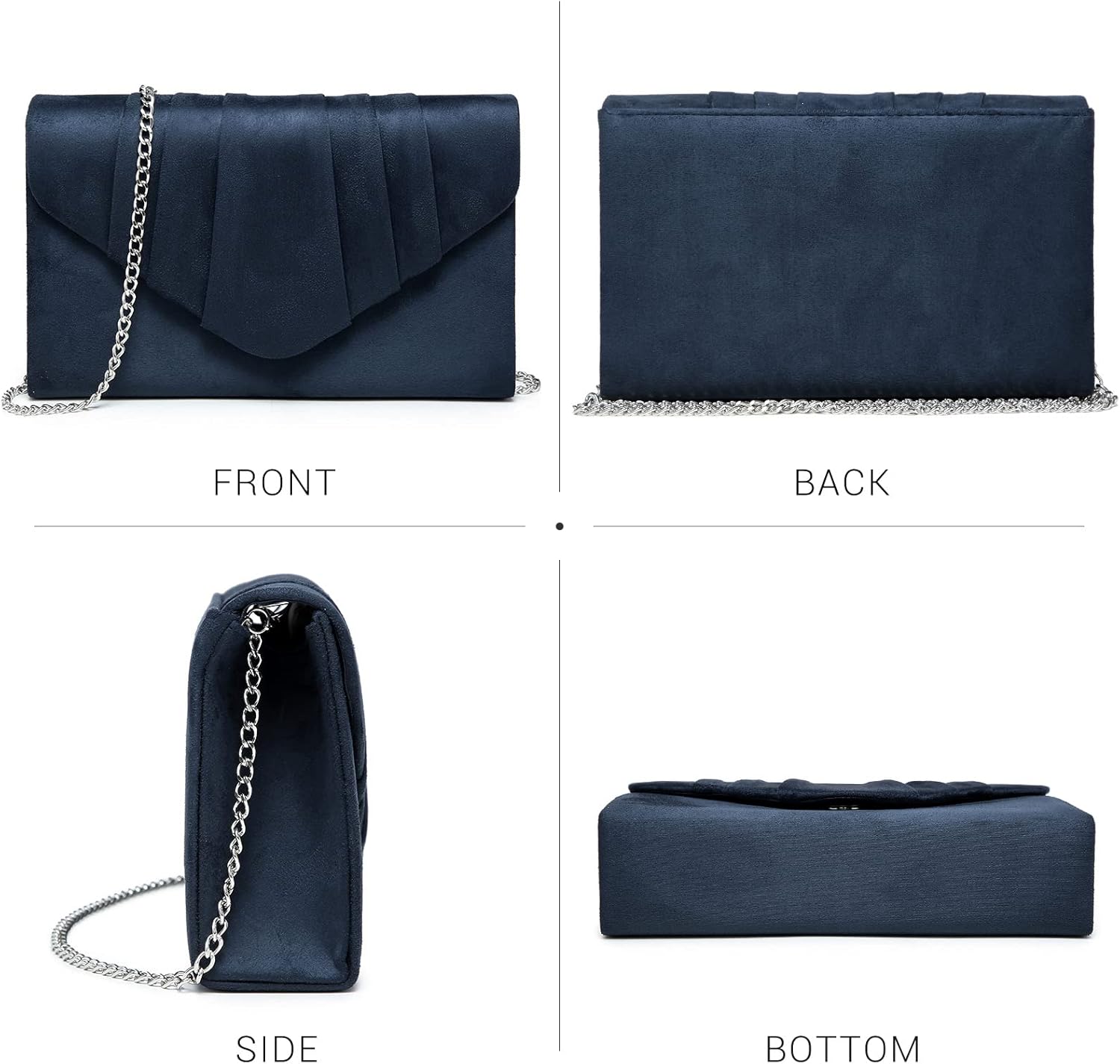 Dasein Women's Evening Bag Pleated Envelope Clutch Handbag Wedding Party Bridal Purse - Image 2