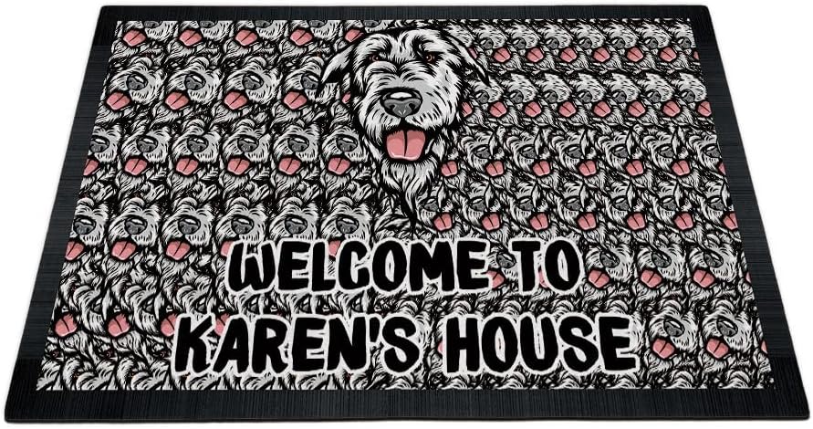 Personalized House Dog Doormat Irish Wolfhound Funny Welcome Door Mat Welcome to Dog's House Inside Floor Mat 35.4" x 23.6"