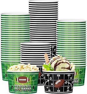 50 Pcs Football Bowls Sports Snack Bowl 9 oz Tailgate Theme Snack Cups Sports Chili Bowls Touchdown Paper Cups Football Birthday Party Decorations Ball Birthday Supplies Tailgate Party Decor