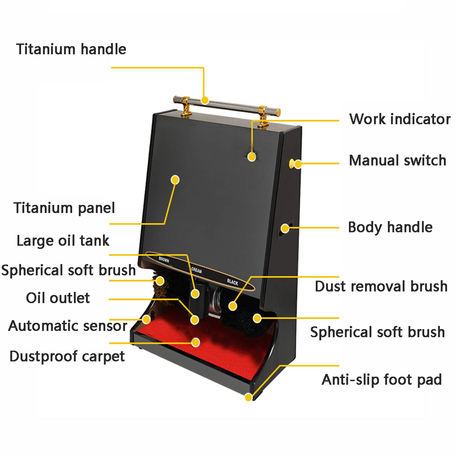 limpiabotas eléctrico, Inducción Automática Máquina Pulidora De Zapatos Automática Kit De Cepillo De Limpieza De Zapatos Pulidora De Cepillo Múltiple Adecuado, Pulidora De Tampón Vertical Portátil,B3